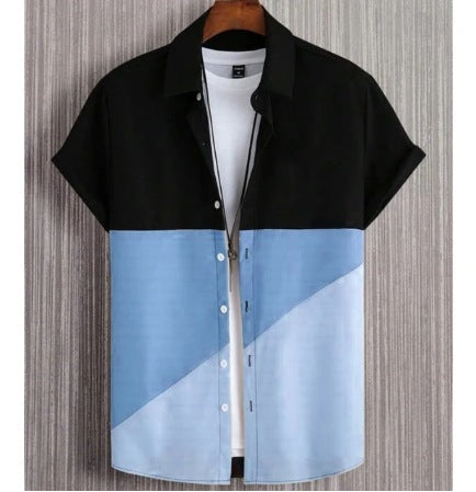 Fashion Trendy Men's Shirt Digital Printing Casual Breathable Stand Collar