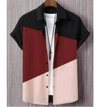 Fashion Trendy Men's Shirt Digital Printing Casual Breathable Stand Collar