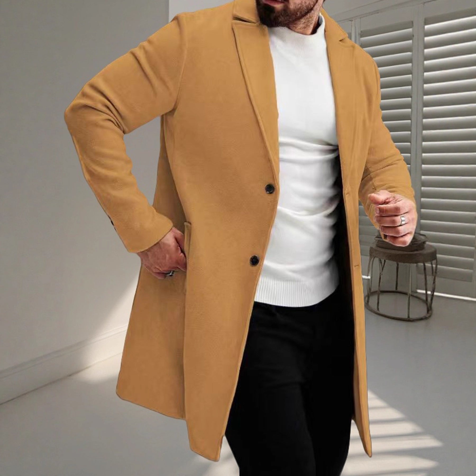 Classic Versatile Business-style High-end Single-breasted Casual Trench Coat