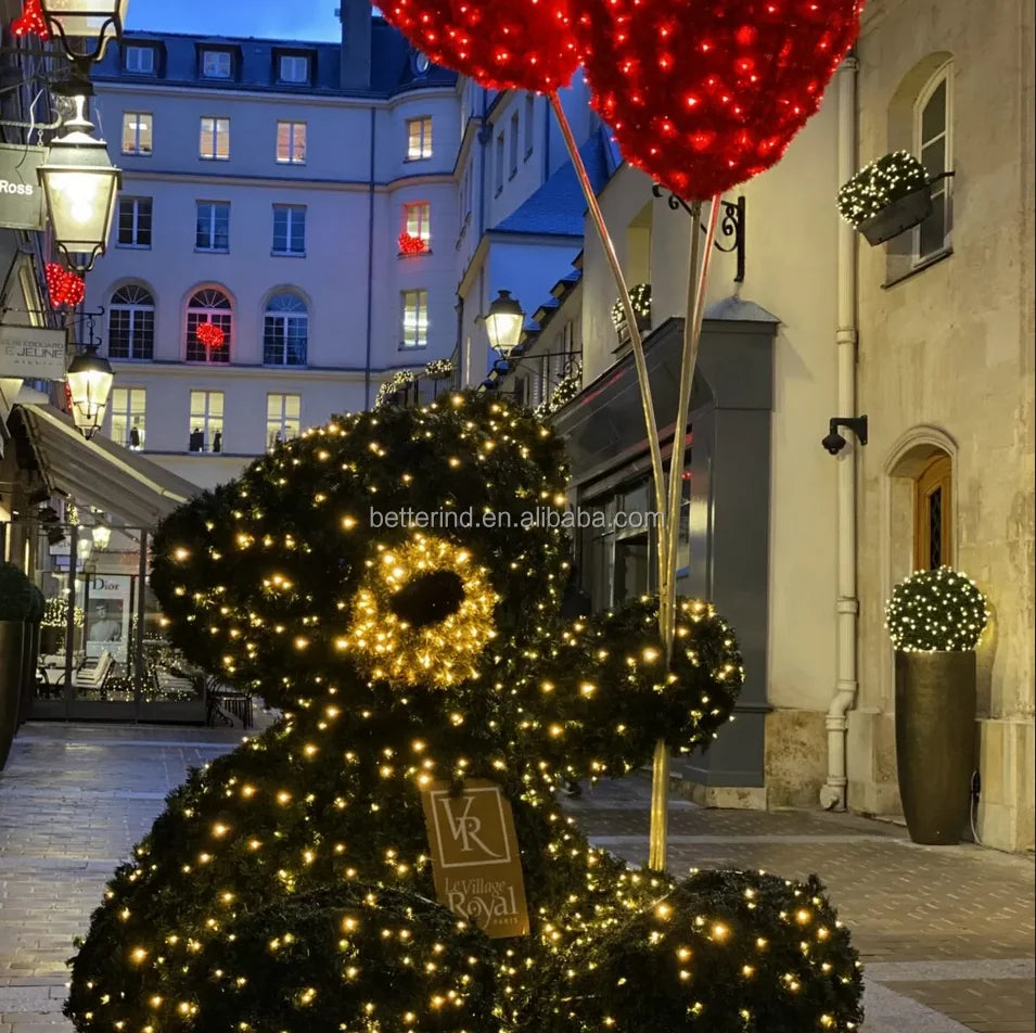 Christmas Holiday Commercial Street Decoration Popular 3D LED Christmas Teddy Bear Lights