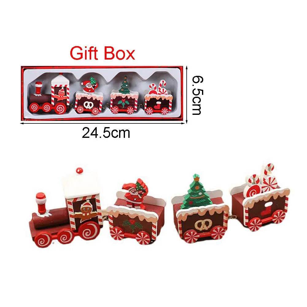 Christmas Wood Train Decoration,Christmas Ornaments With Moving Train,Home Noel,Happy New Year 2025 Gifts