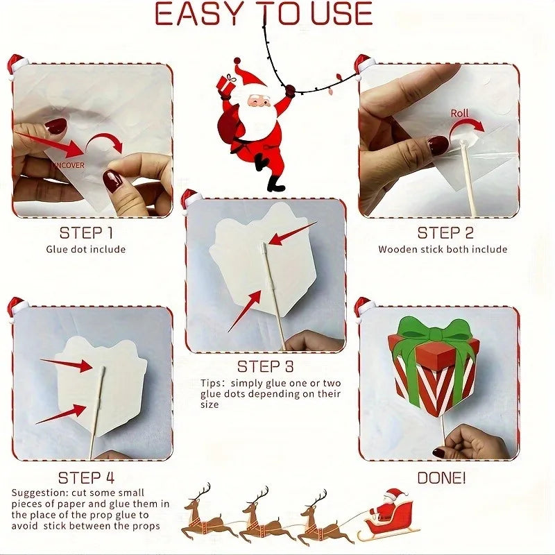 Christmas Decorations Props Cute Santa Claus Xmas Tree Elk Paper Photo Prop New Year Christmas Navidad Children's Gift Accessory