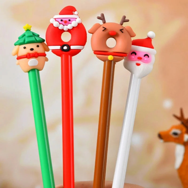 12 Christmas-Themed Neutral Pens, Office And Study Stationery, Good Gifts for Students, Diverse Styles, Holiday DIY Decorations