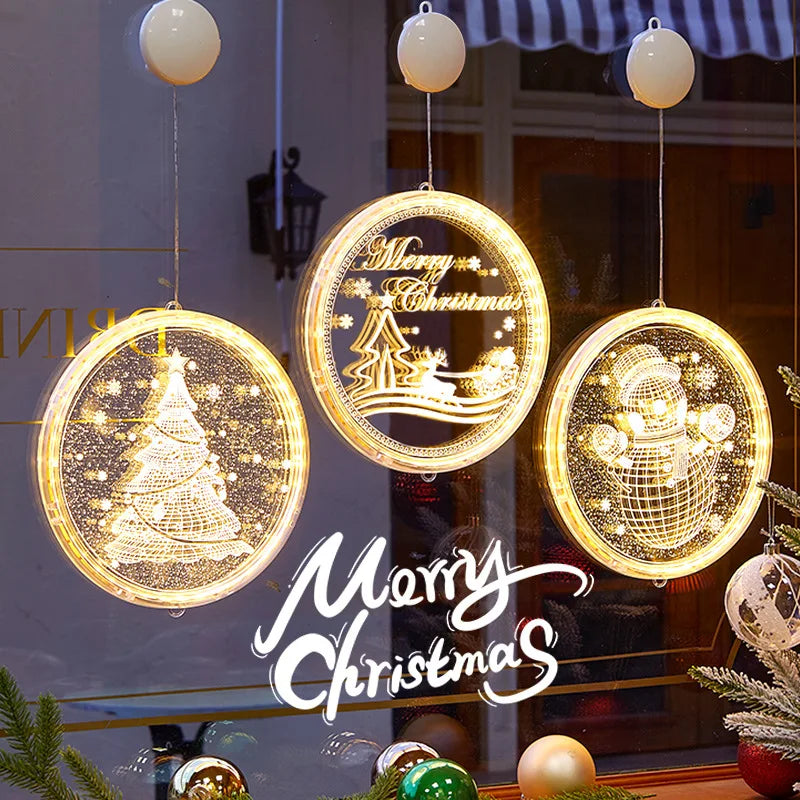Christmas Transparent Luminous Night Lights, Festive Scene Atmosphere Decoration and Hanging Ornament Store