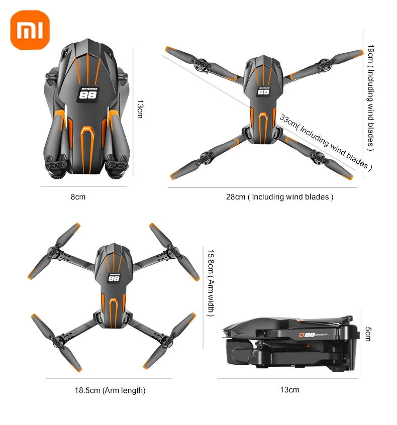 Xiaomi D88 Drone 8K Aerial Professional Hd Aerial Photography Obstacle Avoidance Brushless Motor Dual-camera 1-key return Drone