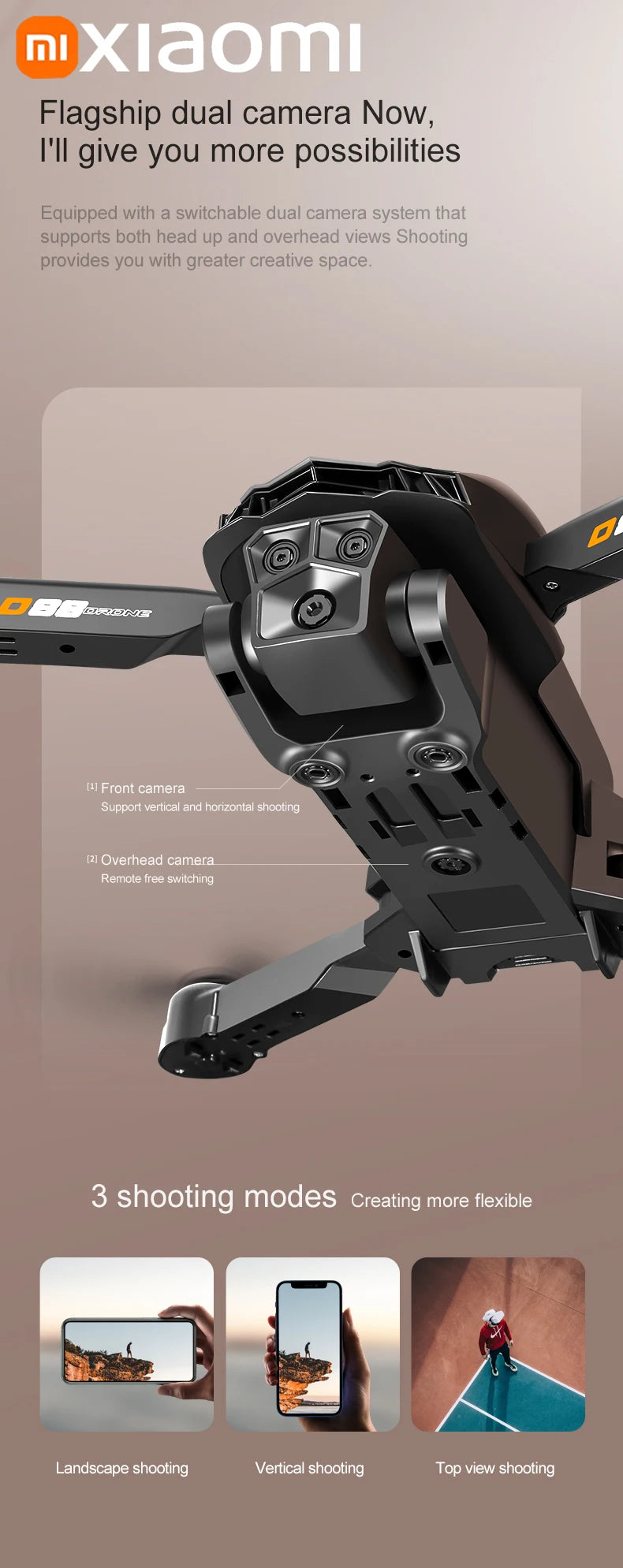 Xiaomi D88 Drone 8K Aerial Professional Hd Aerial Photography Obstacle Avoidance Brushless Motor Dual-camera 1-key return Drone