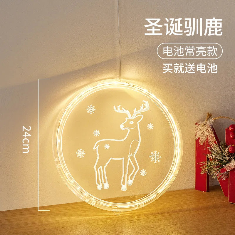 Christmas Transparent Luminous Night Lights, Festive Scene Atmosphere Decoration and Hanging Ornament Store