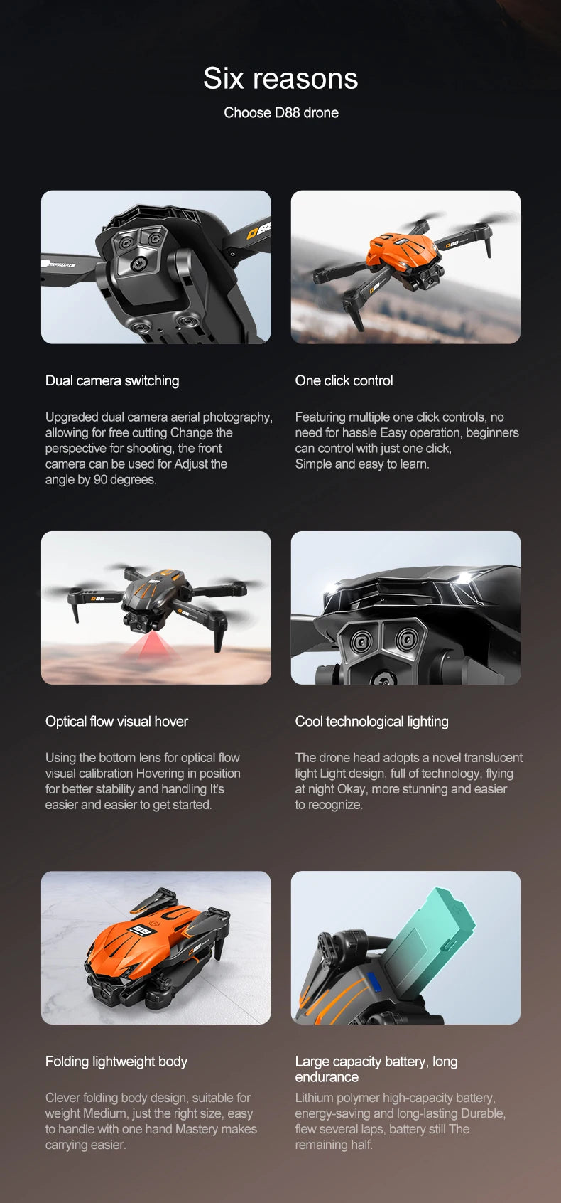 Xiaomi D88 Drone 8K Aerial Professional Hd Aerial Photography Obstacle Avoidance Brushless Motor Dual-camera 1-key return Drone