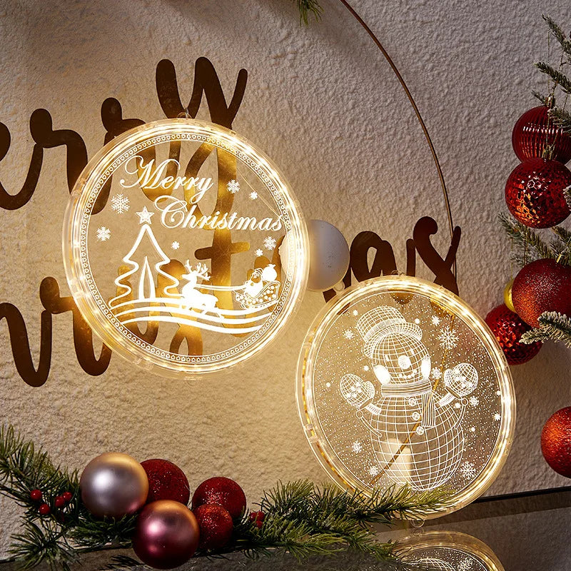 Christmas Transparent Luminous Night Lights, Festive Scene Atmosphere Decoration and Hanging Ornament Store