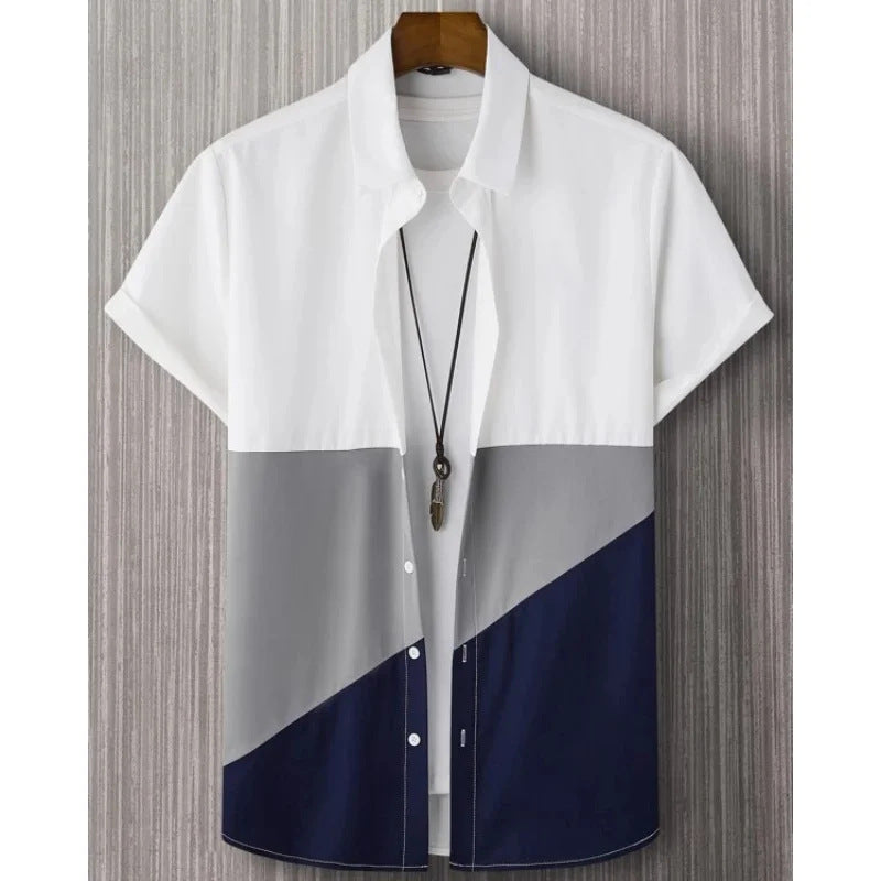 Fashion Trendy Men's Shirt Digital Printing Casual Breathable Stand Collar