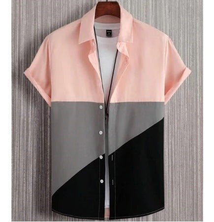 Fashion Trendy Men's Shirt Digital Printing Casual Breathable Stand Collar