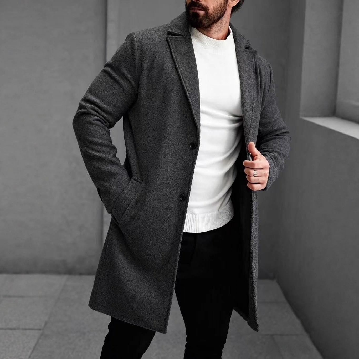 Classic Versatile Business-style High-end Single-breasted Casual Trench Coat