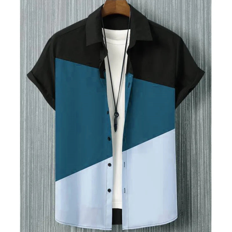 Fashion Trendy Men's Shirt Digital Printing Casual Breathable Stand Collar 