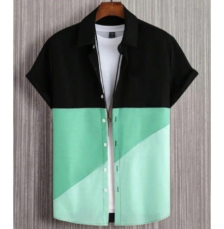 Fashion Trendy Men's Shirt Digital Printing Casual Breathable Stand Collar 