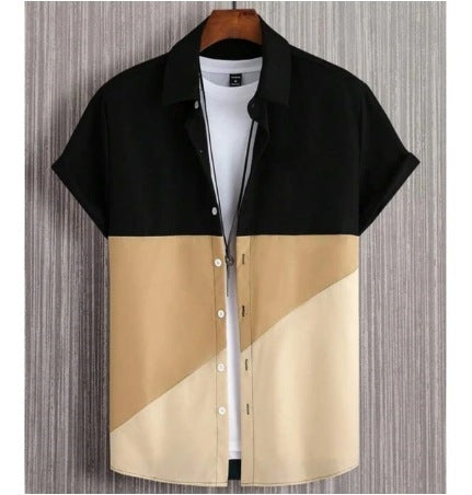 Fashion Trendy Men's Shirt Digital Printing Casual Breathable Stand Collar 