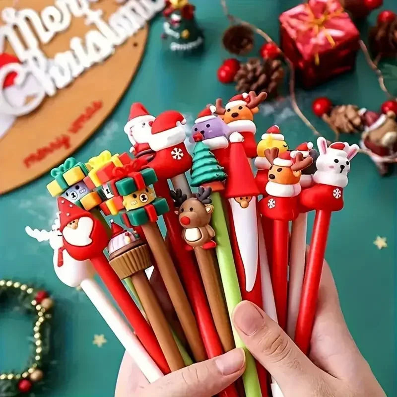12 Christmas-Themed Neutral Pens, Office And Study Stationery, Good Gifts for Students, Diverse Styles, Holiday DIY Decorations