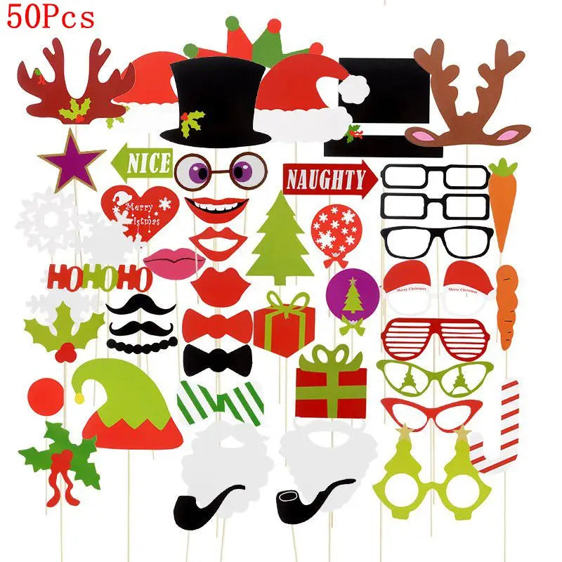 Christmas Decorations Props Cute Santa Claus Xmas Tree Elk Paper Photo Prop New Year Christmas Navidad Children's Gift Accessory