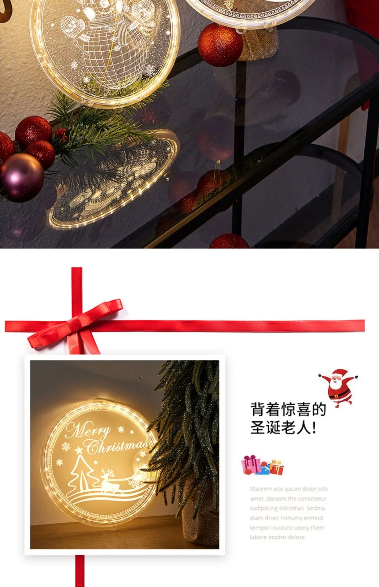 Christmas Transparent Luminous Night Lights, Festive Scene Atmosphere Decoration and Hanging Ornament Store
