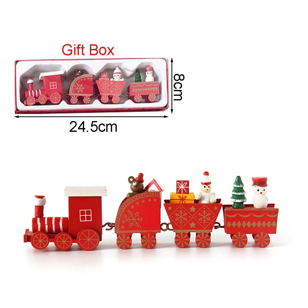 Christmas Wood Train Decoration,Christmas Ornaments With Moving Train,Home Noel,Happy New Year 2025 Gifts