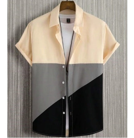 Fashion Trendy Men's Shirt Digital Printing Casual Breathable Stand Collar 
